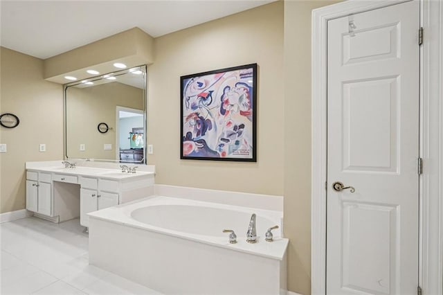 25 Hampreston Ct, Johns Creek, GA 30022 - full bath with double vanity, a garden tub, and tile patterned floors