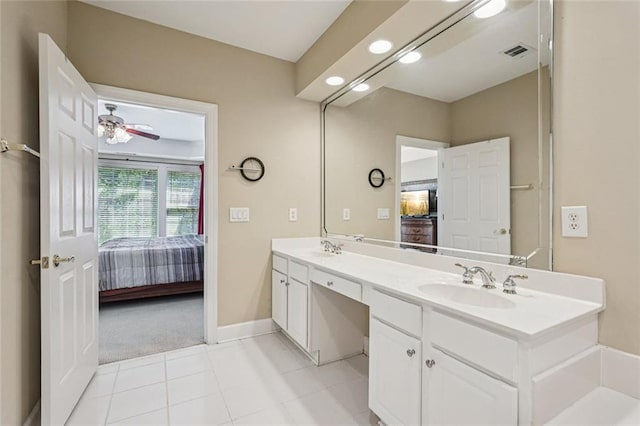 25 Hampreston Ct, Johns Creek, GA 30022 - full bathroom with ensuite bathroom, double vanity, tile patterned floors, and ceiling fan