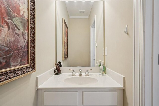 25 Hampreston Ct, Johns Creek, GA 30022 - bathroom featuring vanity and crown molding