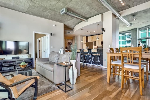 living area featuring wood finished floors