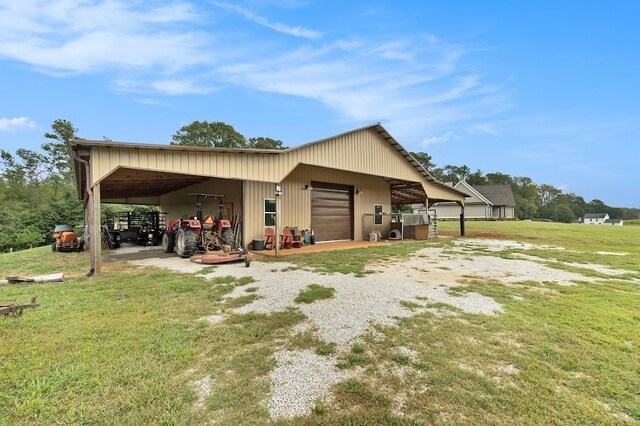 view of property exterior featuring a yard and a carport