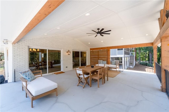 6160 Lake Lanier Heights Rd, Buford, GA 30518 - view of patio / terrace with outdoor dining area and a ceiling fan