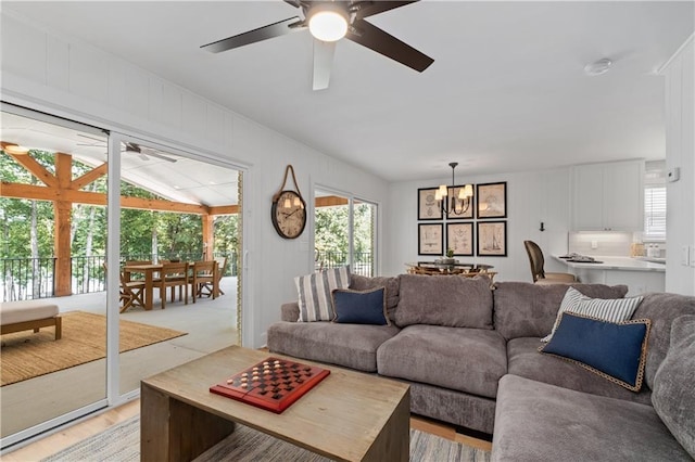 6160 Lake Lanier Heights Rd, Buford, GA 30518 - living area with a ceiling fan and light wood-style flooring