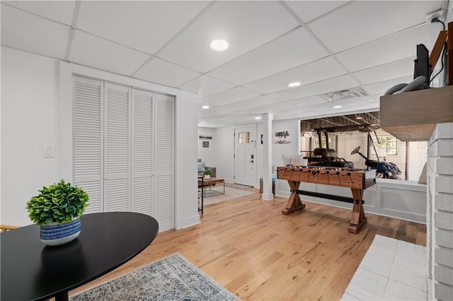 6160 Lake Lanier Heights Rd, Buford, GA 30518 - playroom featuring wood finished floors, a drop ceiling, and recessed lighting