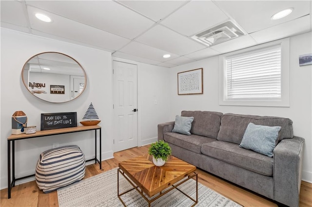 6160 Lake Lanier Heights Rd, Buford, GA 30518 - living room featuring wood finished floors, recessed lighting, and a paneled ceiling