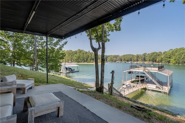 6160 Lake Lanier Heights Rd, Buford, GA 30518 - dock featuring a water view and a forest view