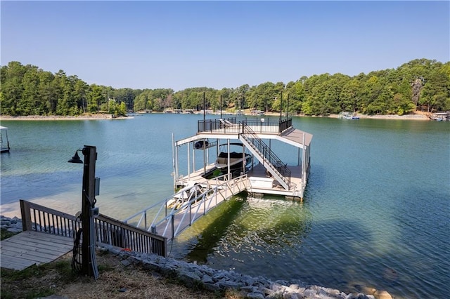 6160 Lake Lanier Heights Rd, Buford, GA 30518 - dock with a water view, a forest view, and boat lift
