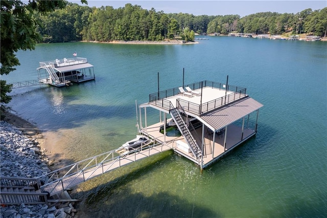 6160 Lake Lanier Heights Rd, Buford, GA 30518 - dock area featuring a wooded view and a water view