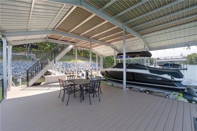 6160 Lake Lanier Heights Rd, Buford, GA 30518 - dock area with boat lift, stairs, and a water view