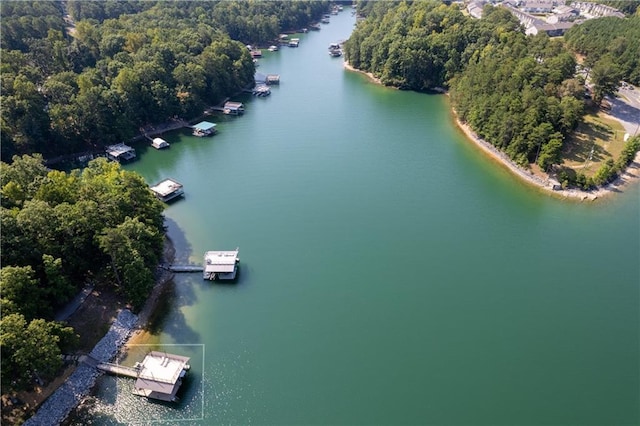 6160 Lake Lanier Heights Rd, Buford, GA 30518 - aerial view of property's location with a large body of water and a heavily wooded area
