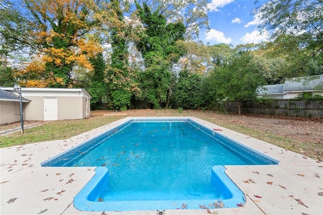 1245 Meriwether St, Griffin, GA 30224 - view of pool featuring a fenced backyard, a patio, and view of wooded area