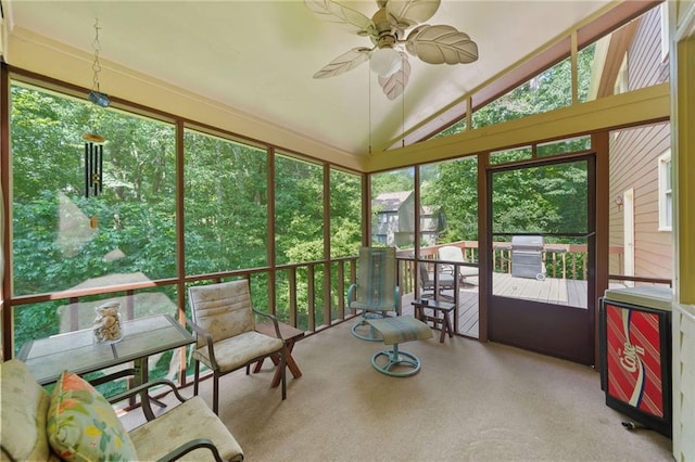 3436 Laurelwood Ct NE, Roswell, GA 30075 - sunroom with a ceiling fan and vaulted ceiling