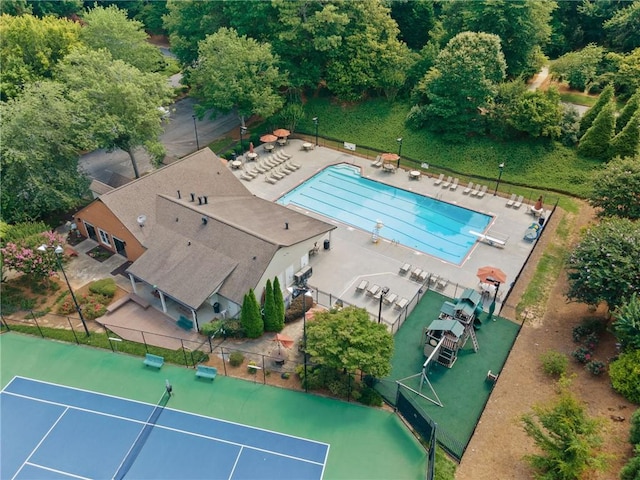 3436 Laurelwood Ct NE, Roswell, GA 30075 - aerial view of property and surrounding area with a pool area