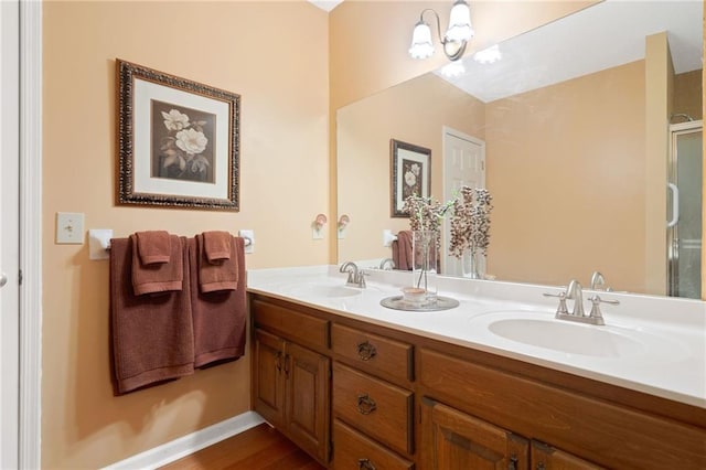 3436 Laurelwood Ct NE, Roswell, GA 30075 - full bathroom with double vanity and wood finished floors