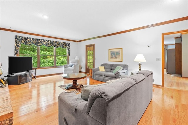 3436 Laurelwood Ct NE, Roswell, GA 30075 - living area featuring crown molding and light wood-type flooring