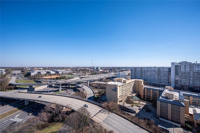 drone / aerial view with a view of city