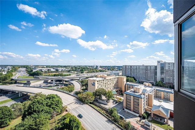aerial view with a city view