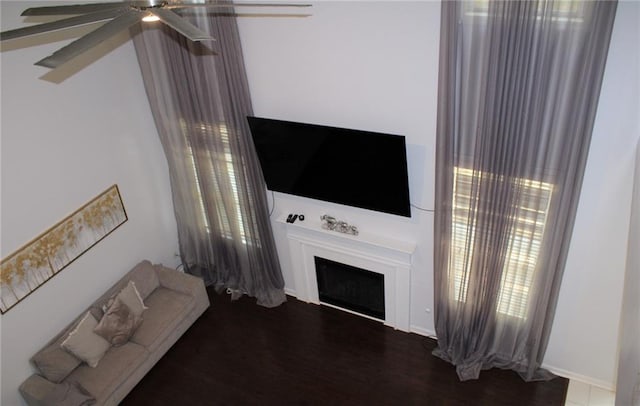 living room featuring dark hardwood / wood-style floors