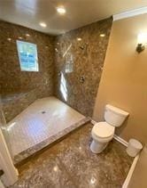 615 Woodruff Rd, Carrollton, GA 30116 - full bath with toilet, a tile shower, and recessed lighting