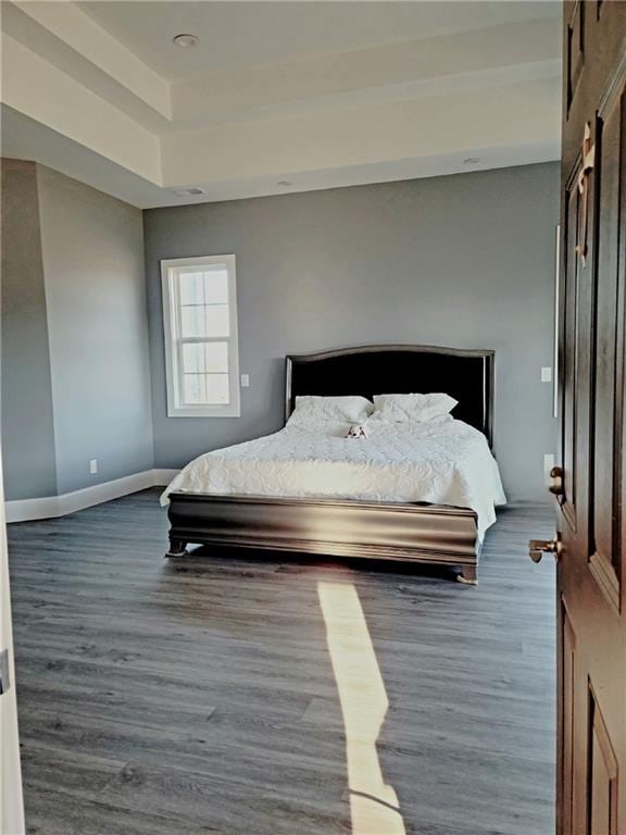 bedroom featuring dark wood-type flooring