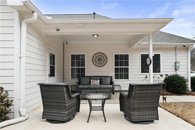 view of patio with an outdoor living space