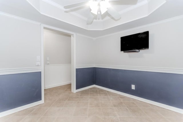 1122 Cayuga Ct, Dacula, GA 30019 - unfurnished room featuring a ceiling fan, a raised ceiling, and crown molding