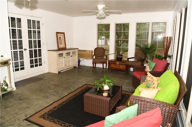 9130 Charlton Pl, Douglasville, GA 30135 - sunroom / solarium featuring french doors and stone tile floors