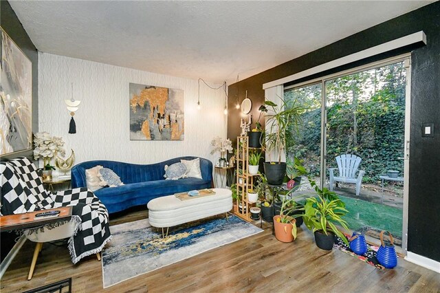 living room with hardwood / wood-style flooring