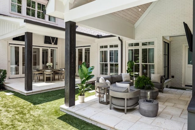 view of patio featuring french doors