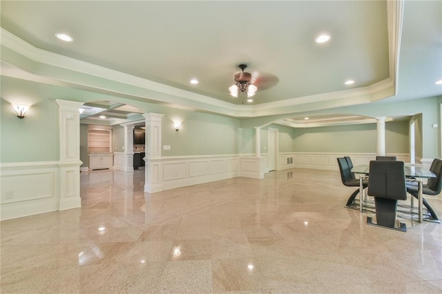 5121 Hope Ct SW, Lilburn, GA 30047 - interior space with a decorative wall, crown molding, wainscoting, and recessed lighting