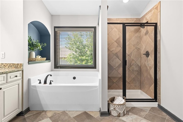 775 Duberry St, Alpharetta, GA 30004 - full bath featuring a bath, a shower stall, and vanity