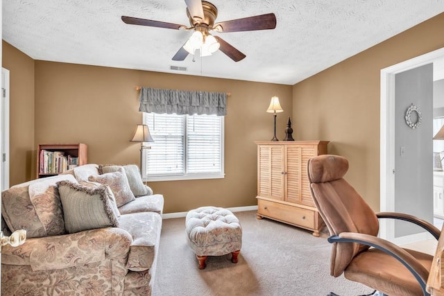 3574 Timberloch Trl, Snellville, GA 30039 - carpeted home office featuring a ceiling fan, baseboards, and a textured ceiling