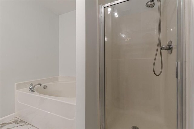 bathroom with plus walk in shower