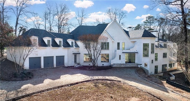 exterior space with a garage