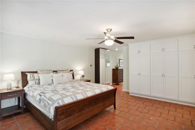 bedroom featuring ceiling fan