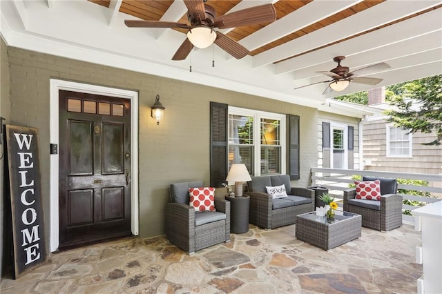 view of patio with ceiling fan