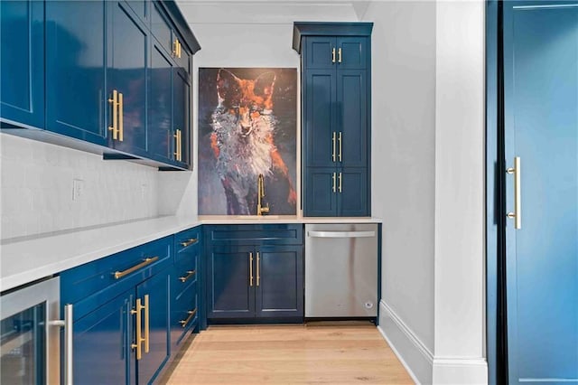 3146 Frontenac Ct NE, Atlanta, GA 30319 - indoor bar with dishwasher, beverage cooler, light wood-type flooring, and backsplash