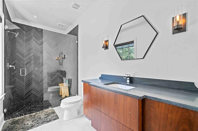 3146 Frontenac Ct NE, Atlanta, GA 30319 - full bathroom featuring toilet, vanity, a shower stall, and tile patterned floors