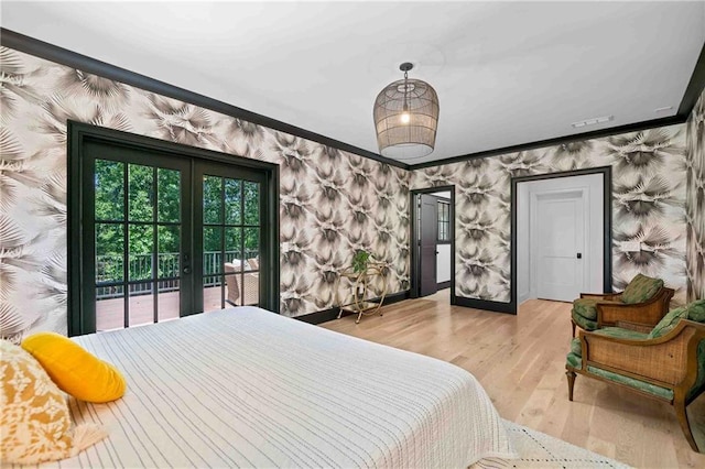 3146 Frontenac Ct NE, Atlanta, GA 30319 - bedroom with wallpapered walls, wood finished floors, ornamental molding, and baseboards