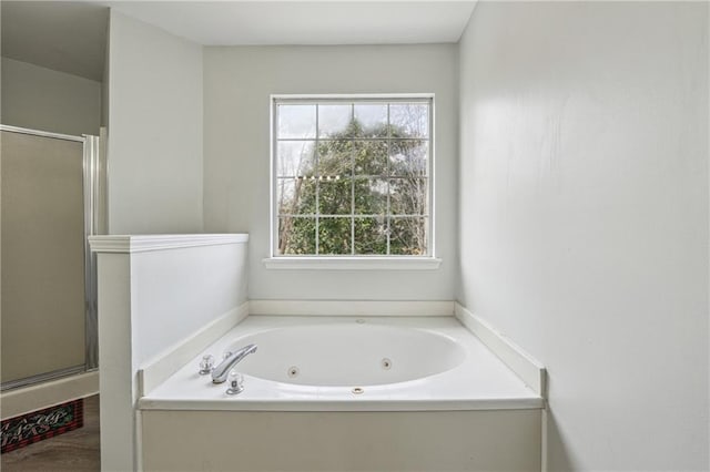 2205 Dresden Grn NW, Kennesaw, GA 30144 - bathroom with a tub with jets and a shower stall