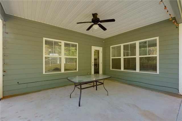 view of patio with ceiling fan