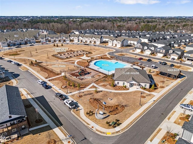 aerial view with a residential view