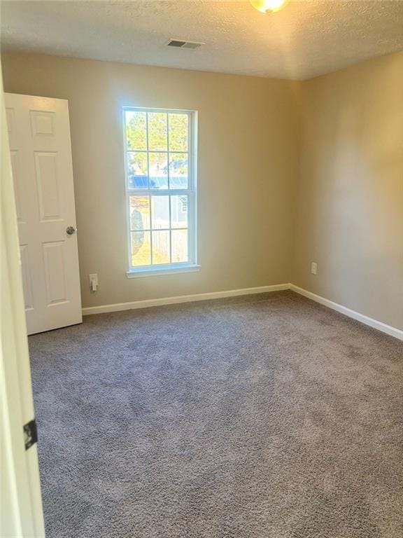 empty room featuring carpet flooring and a textured ceiling