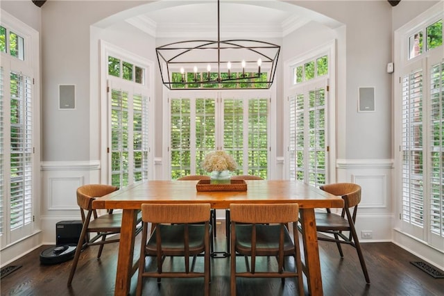 4555 Peachtree Dunwoody Rd, Sandy Springs, GA 30342 - sunroom featuring arched walkways, a notable chandelier, and visible vents