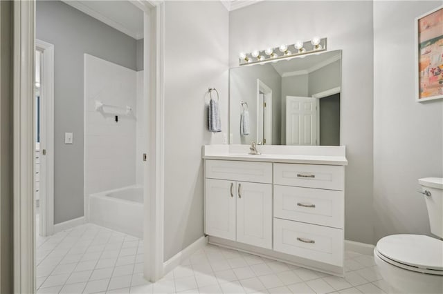 4555 Peachtree Dunwoody Rd, Sandy Springs, GA 30342 - bathroom with crown molding, baseboards, vanity, and toilet