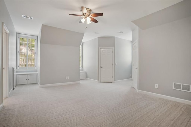 4555 Peachtree Dunwoody Rd, Sandy Springs, GA 30342 - interior space with visible vents, baseboards, ceiling fan, and light colored carpet