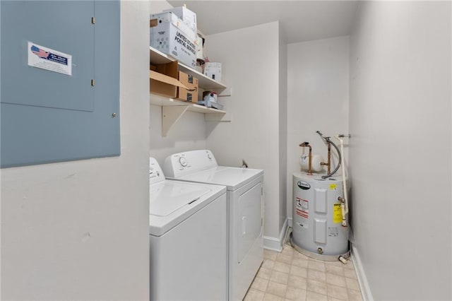765 Houston Mill Rd NE Unit 7, Atlanta, GA 30329 - laundry room featuring electric water heater, electric panel, washer and clothes dryer, and baseboards