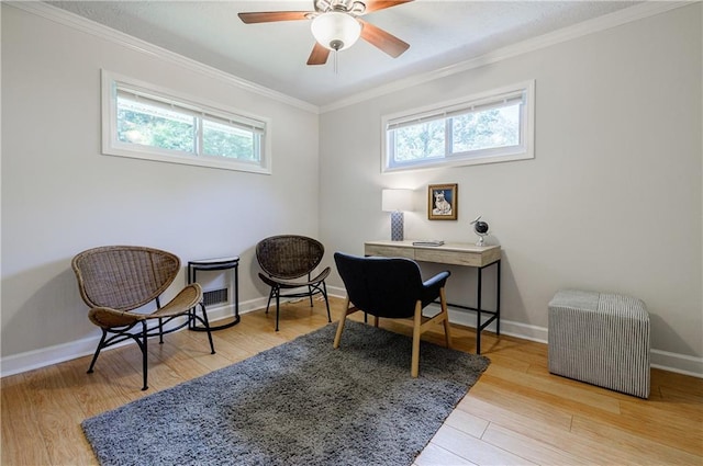 2985 Westbury Dr, Decatur, GA 30033 - office space with plenty of natural light, crown molding, wood finished floors, a ceiling fan, and baseboards