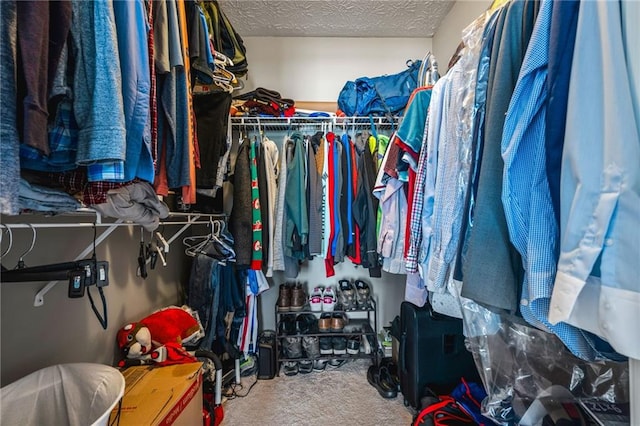 spacious closet with carpet floors