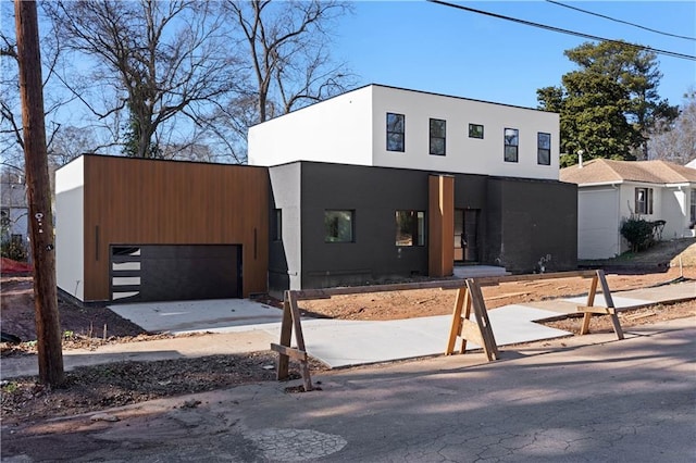 contemporary home featuring a garage